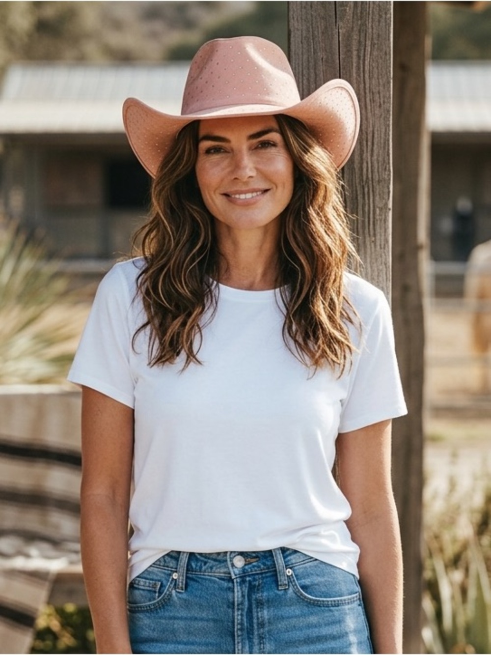 Women's Studded Cowboy Hat - Blush Pink